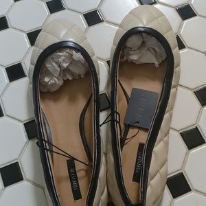 Quilted cream and black ballet flats. NWT